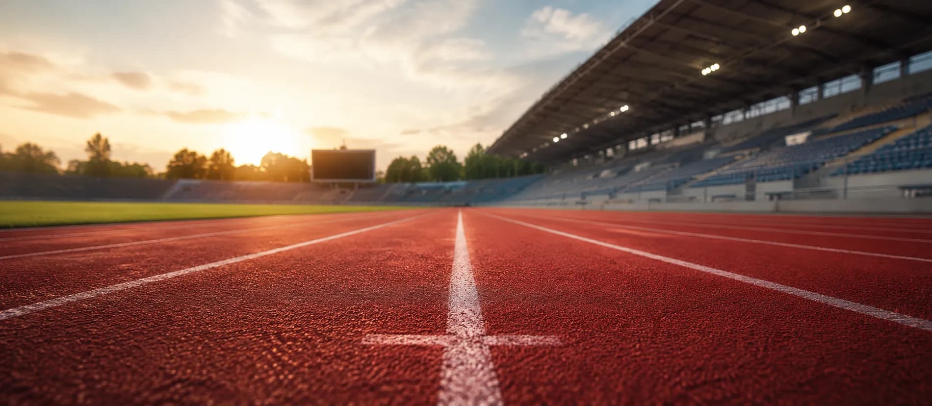 Cinematic view of a running track at golden hour